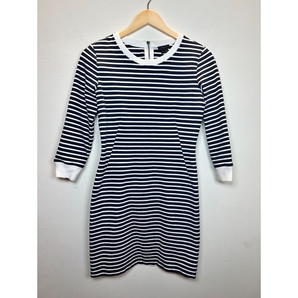 Theory Women's D1124601 Size 4 Blue White Bimini Zamion Dress Striped EUC - Picture 3 of 11